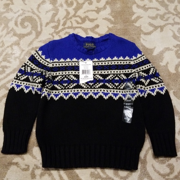 Polo Ralph Lauren Boys Sweater Size 2T or 5 Green Navy Red Pony NWT Cotton
